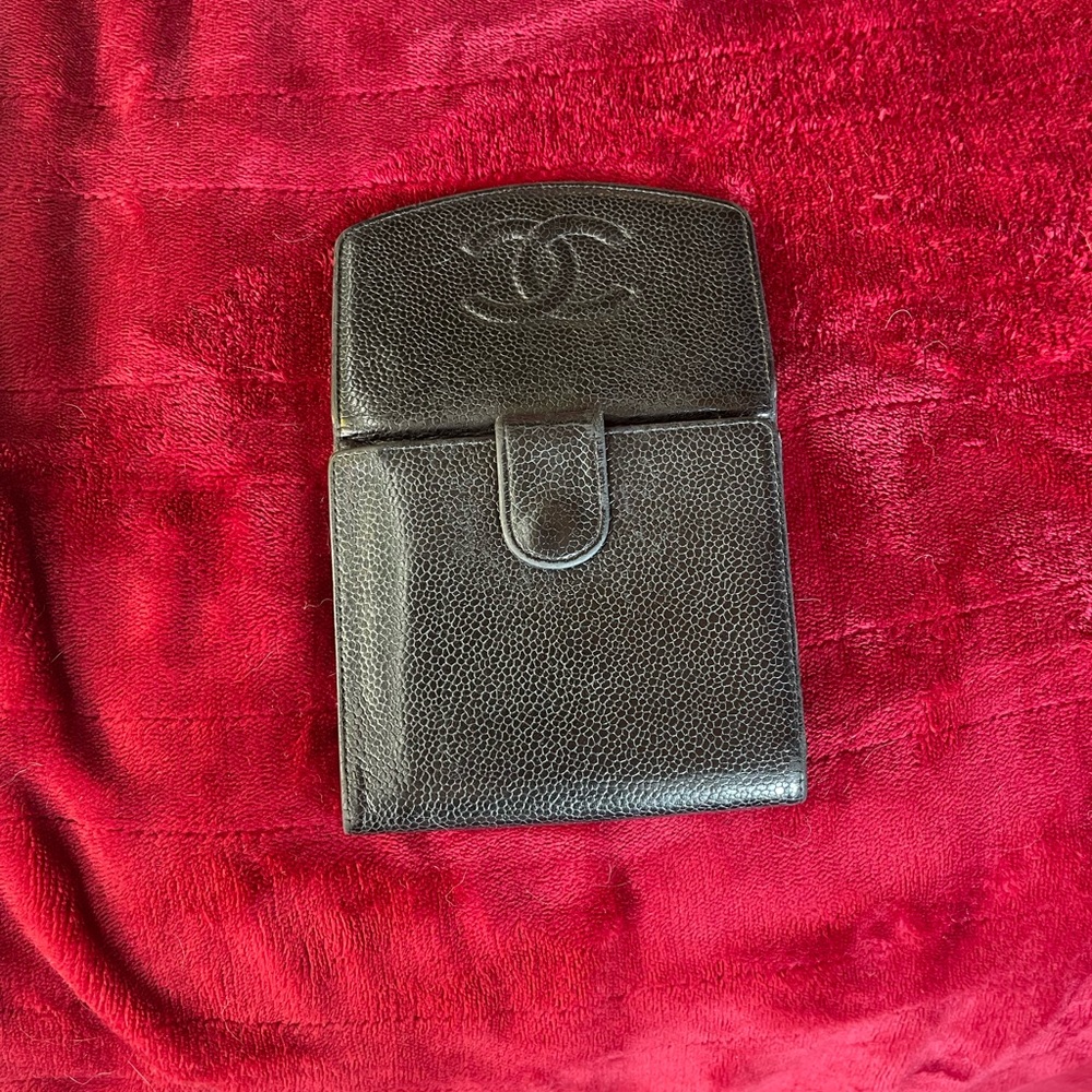 Chanel Black Caviar Leather Double Compact Wallet Vintage Gorgeous Condition - Picture 5 of 15